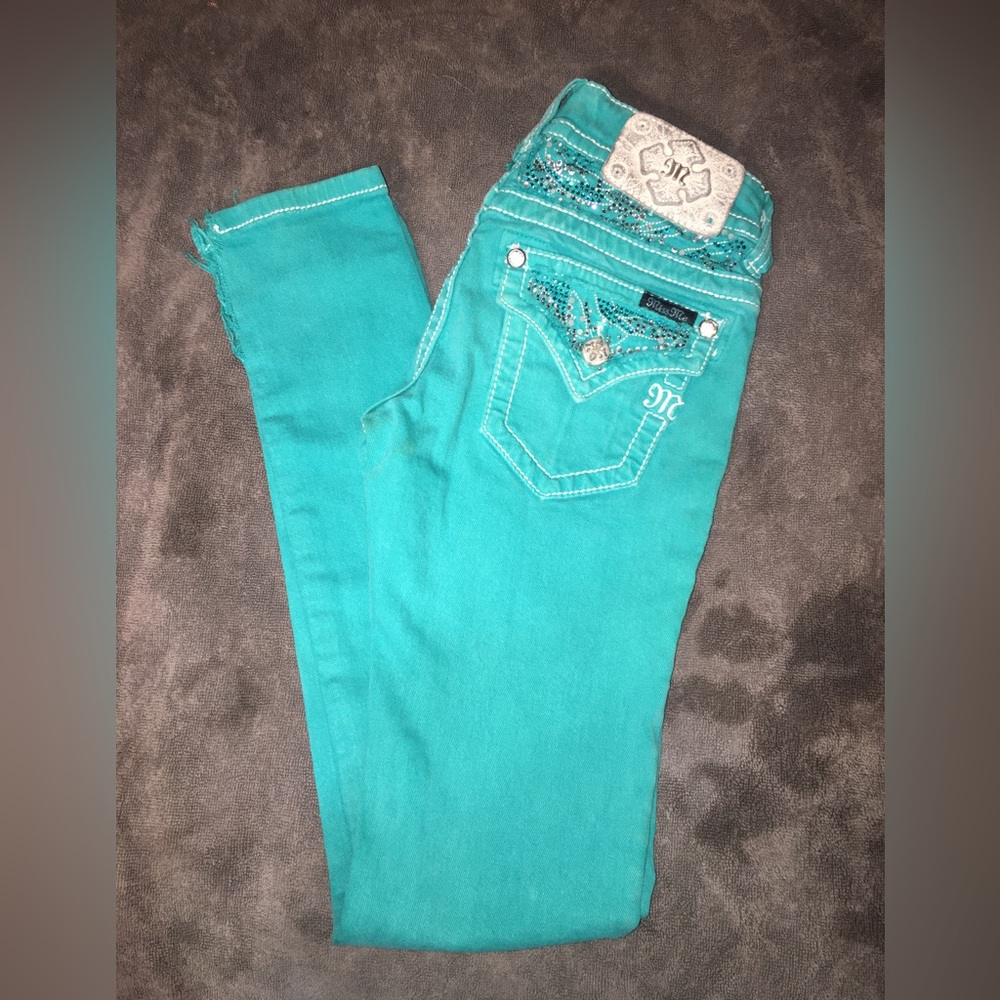 Miss Me Turquoise Skinny Jeans Size 25